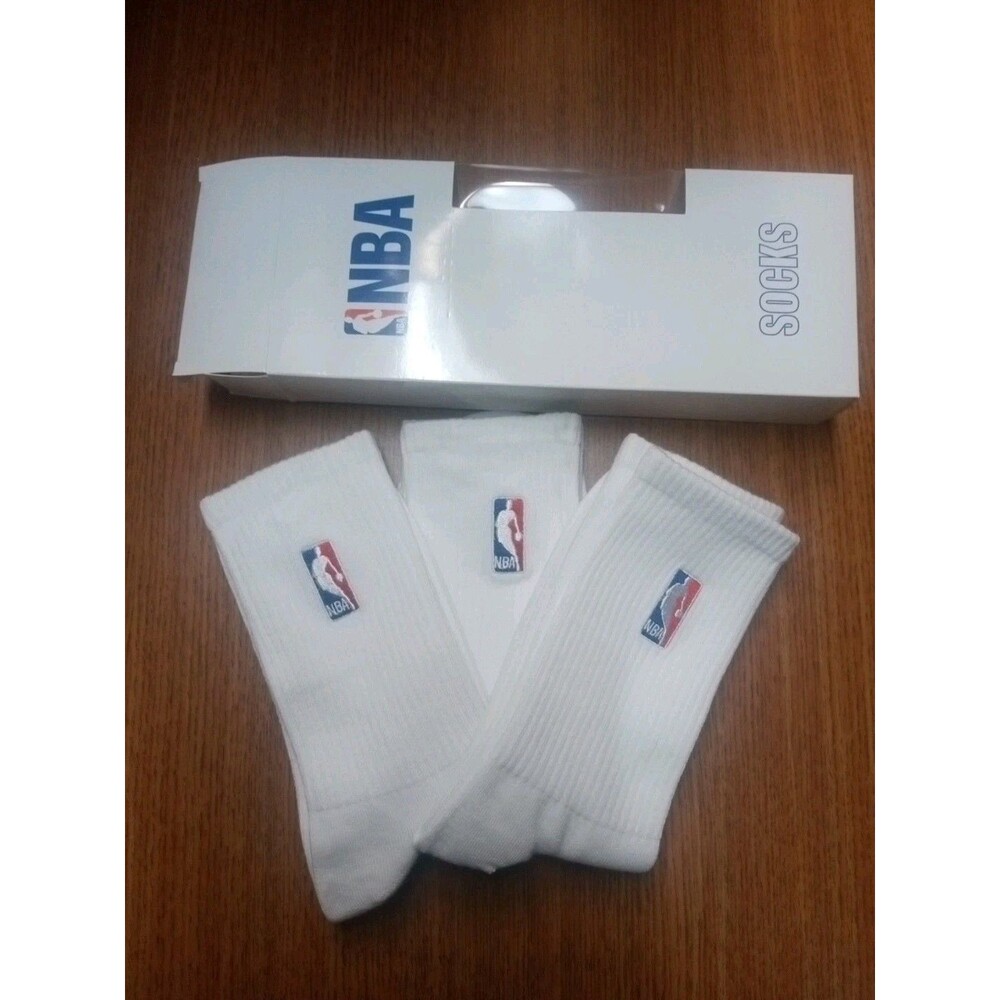 NBA Logoman men's basketball crew socks white shoe size 6-12